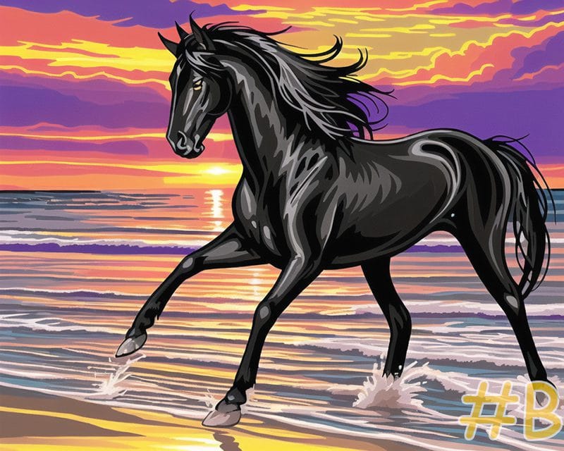 Seaside Galloping Horses Needlepoint Canvas