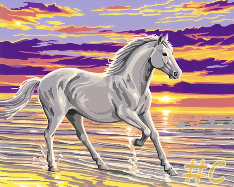 Seaside Galloping Horses Needlepoint Canvas