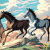 Galloping Horses Needlepoint Canvas Set