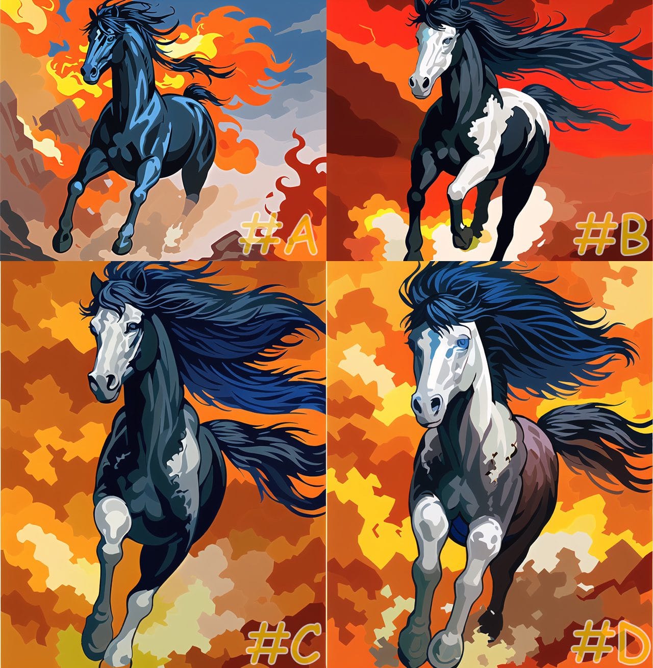 Dynamic Equine Action Needlepoint Canvas Set