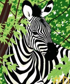 Serene Zebra in Nature Needlepoint Canvas