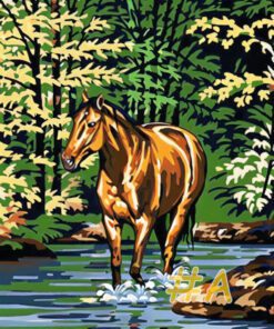 Horses in Tranquil Waters Needlepoint Canvas