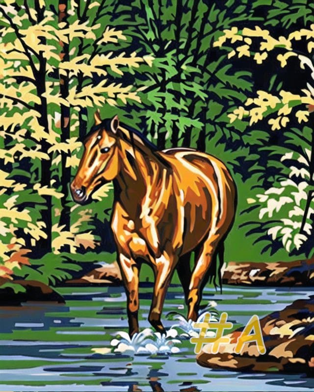 Horses in Tranquil Waters Needlepoint Canvas