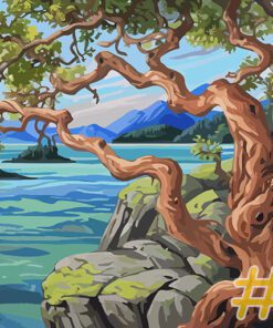 Coastal Tree Views Needlepoint Canvas Set