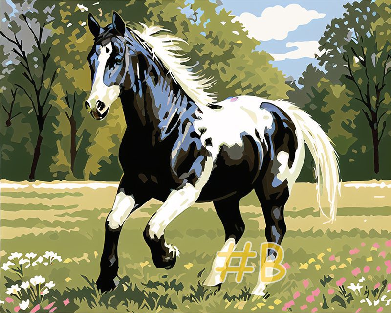 Black and White Horse Needlepoint Canvas